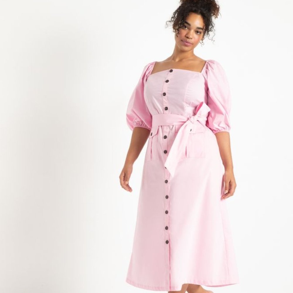 Puff Sleeve Dress with Pocket Detail (by Eloquii)